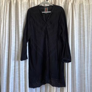 Johnny Was 1X Plus Black Embroidered Tunic